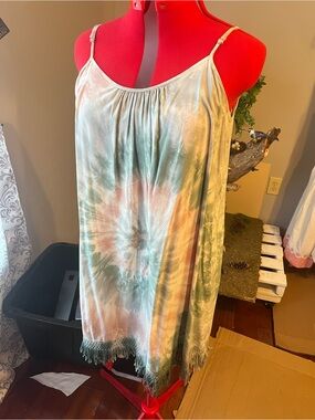 Fringed slip dress boho coastal cowgirl midi.